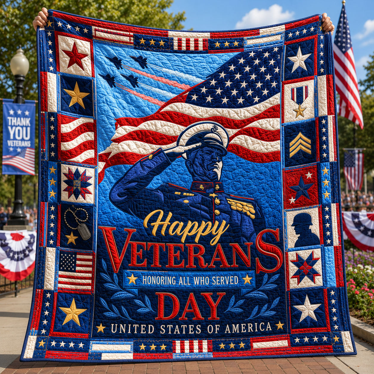Salute To Our Veterans Quilted Blanket GFTOHNL1783