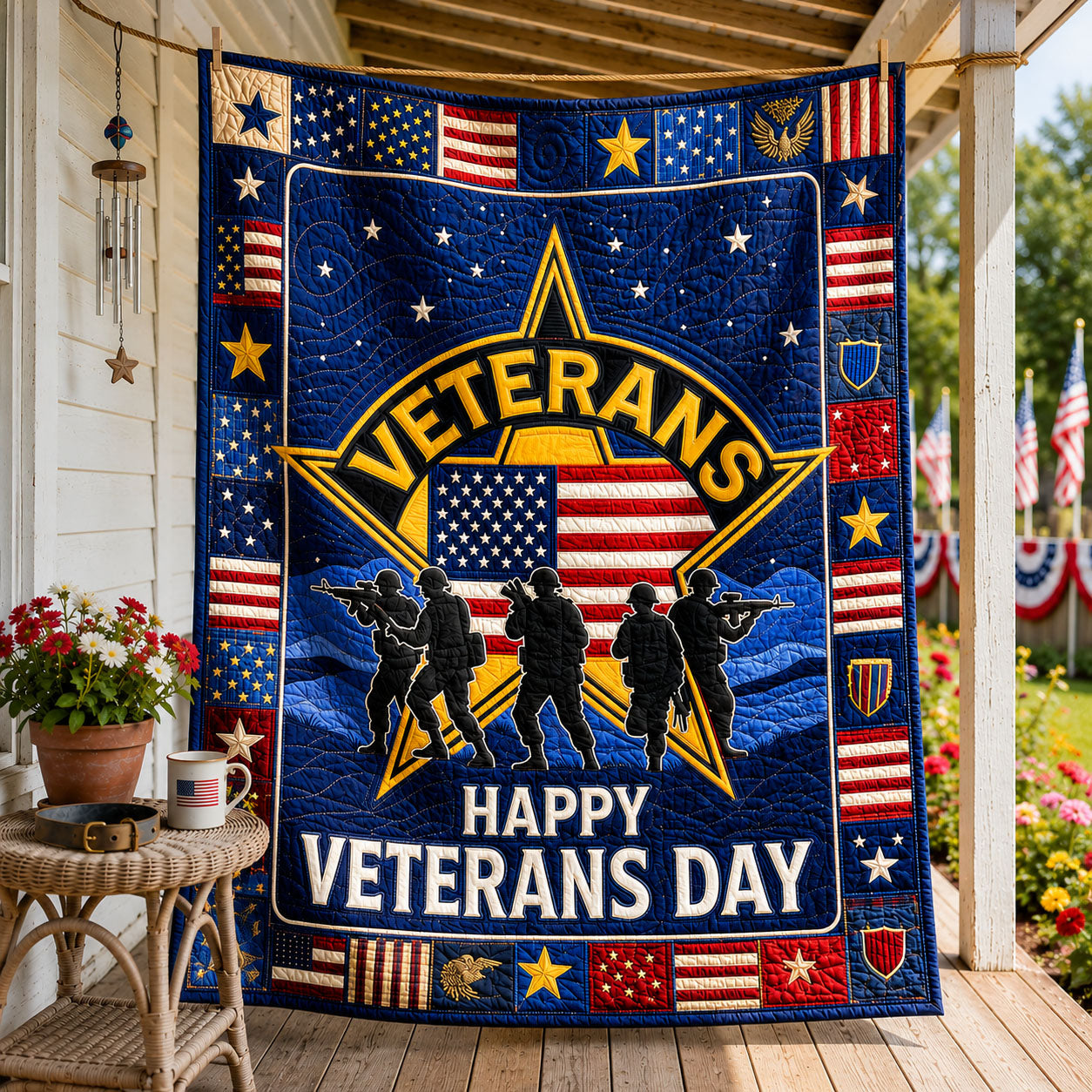 Veterans Stand United Quilted Blanket GFTOHNL1784