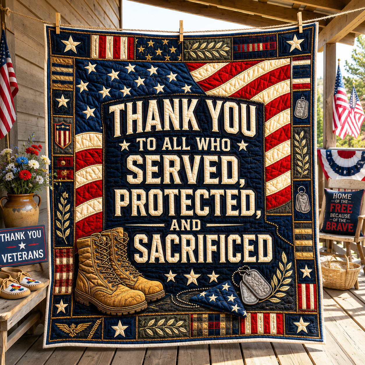 Honored Through Sacrifice Quilted Blanket GFTOHNL1785