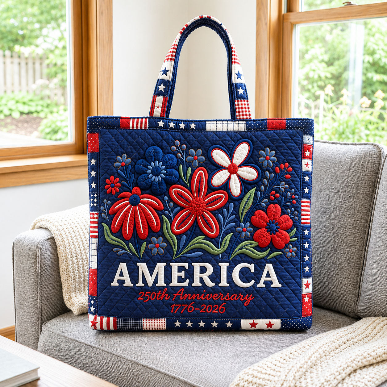 Anniversary Blooms Quilted Tote Bag GFTOHNL308