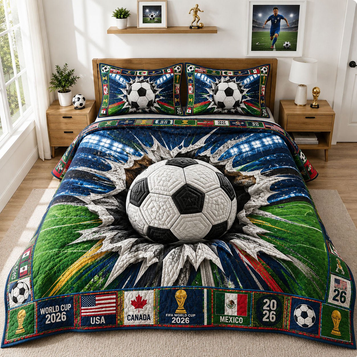 World Cup Impact Ball 3-Piece Quilted Bedding Set GFTOHNL343