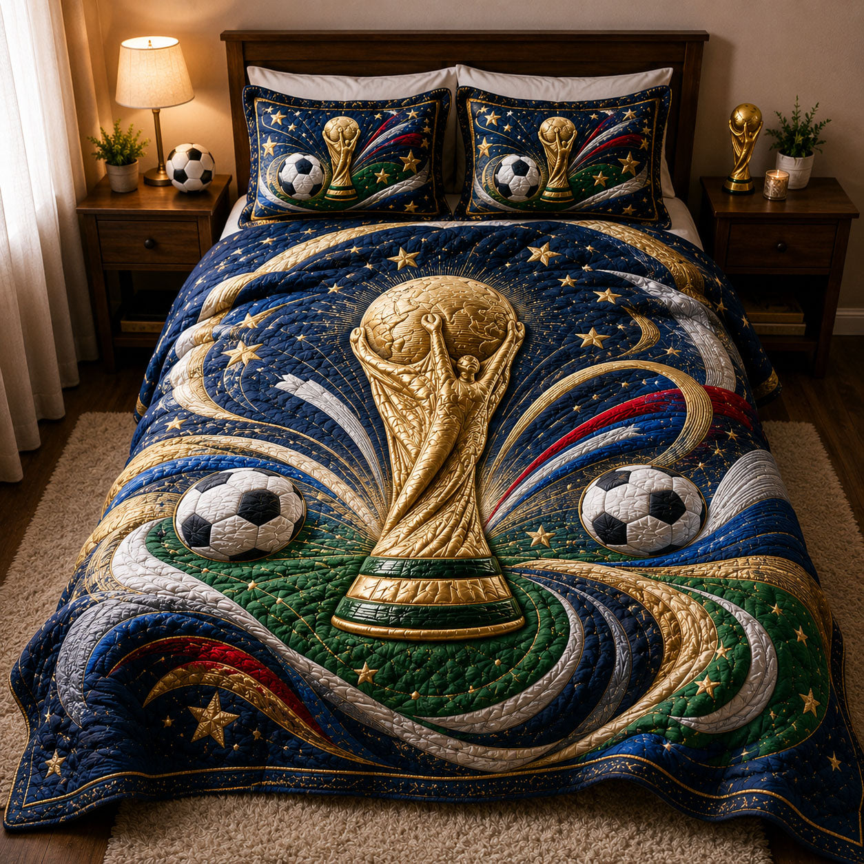 Golden Trophy Galaxy 3-Piece Quilted Bedding Set GFTOHNL346