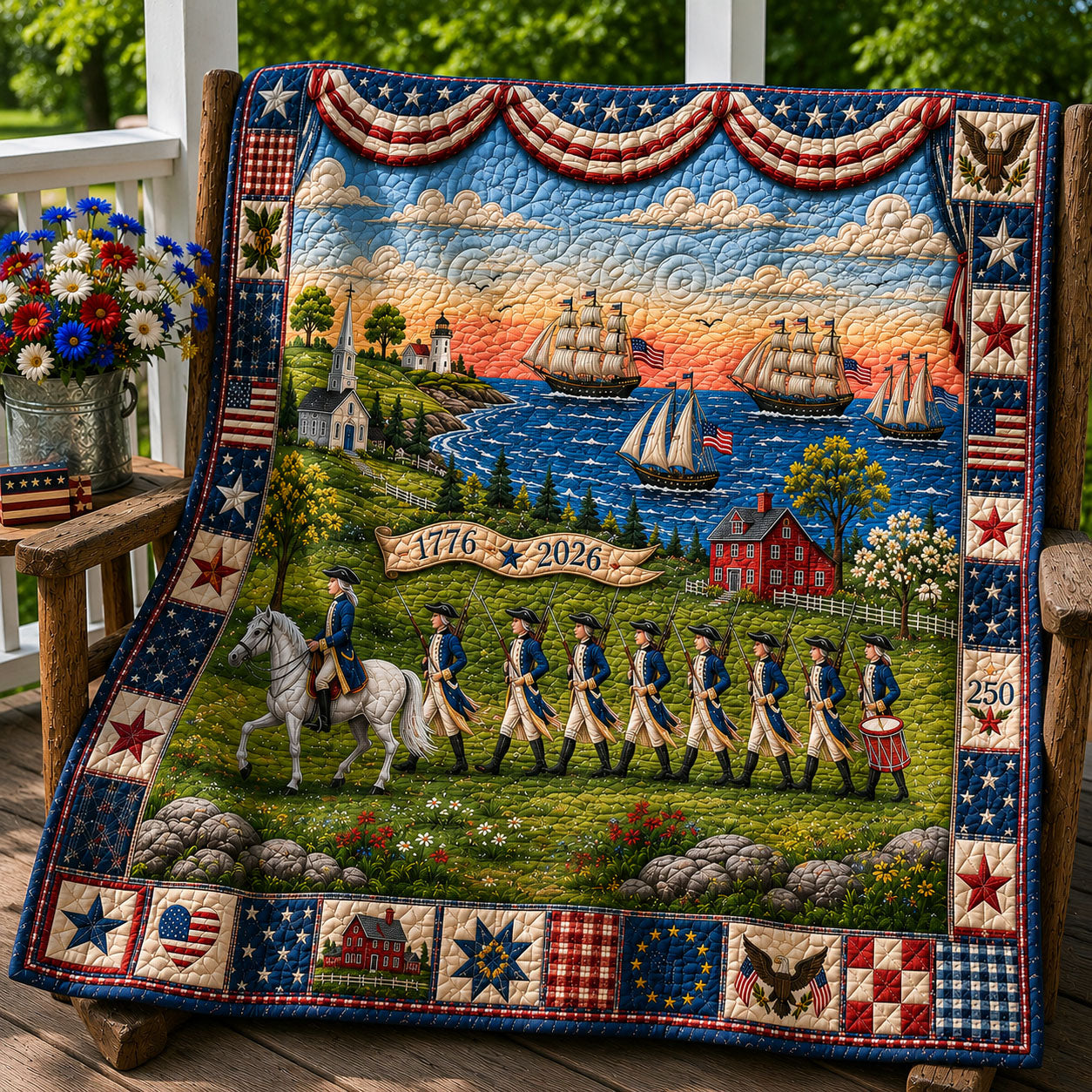 Coastal Liberty Parade Quilted Blanket GFTOHNL375