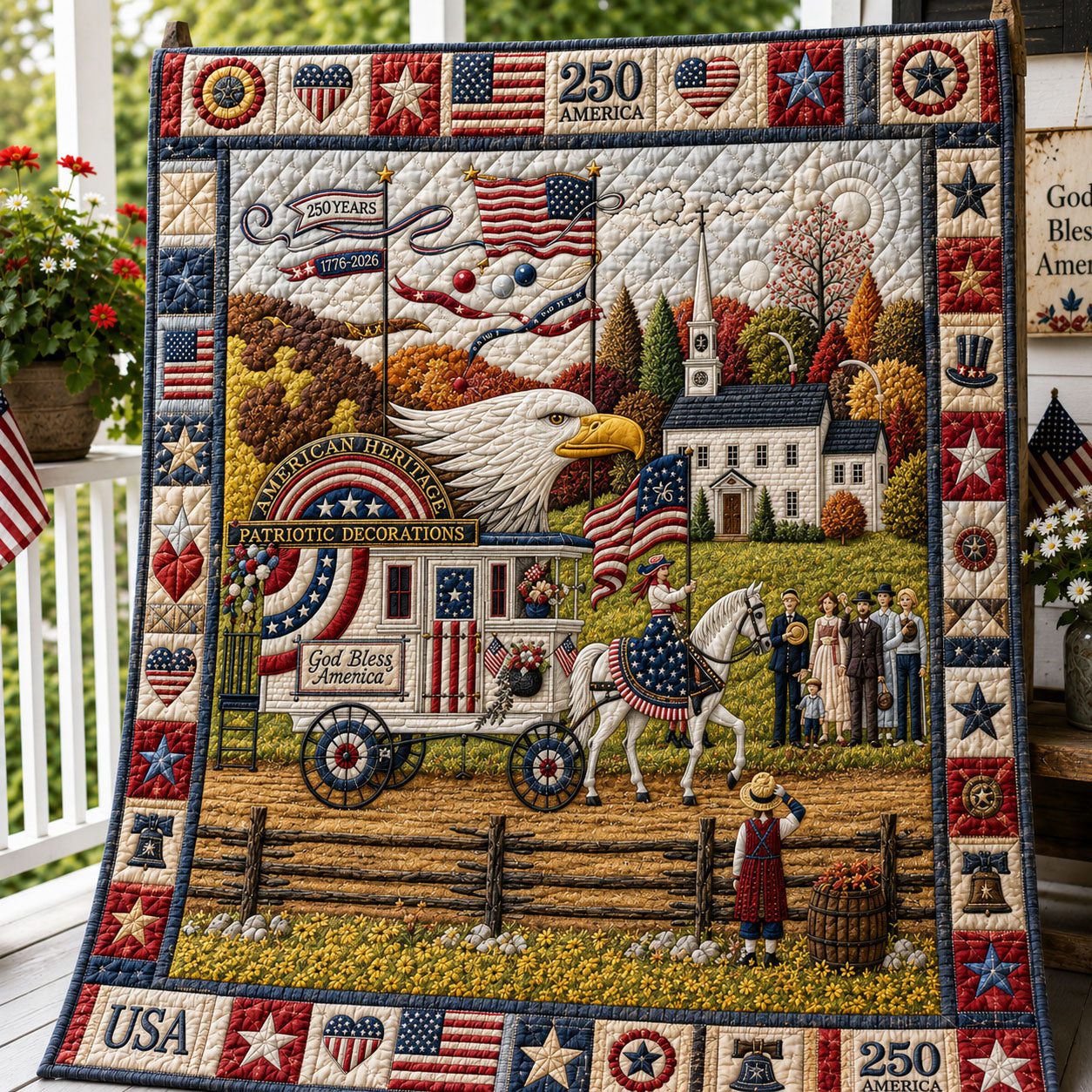 American Heritage Wagon Quilted Blanket GFTOHNL380