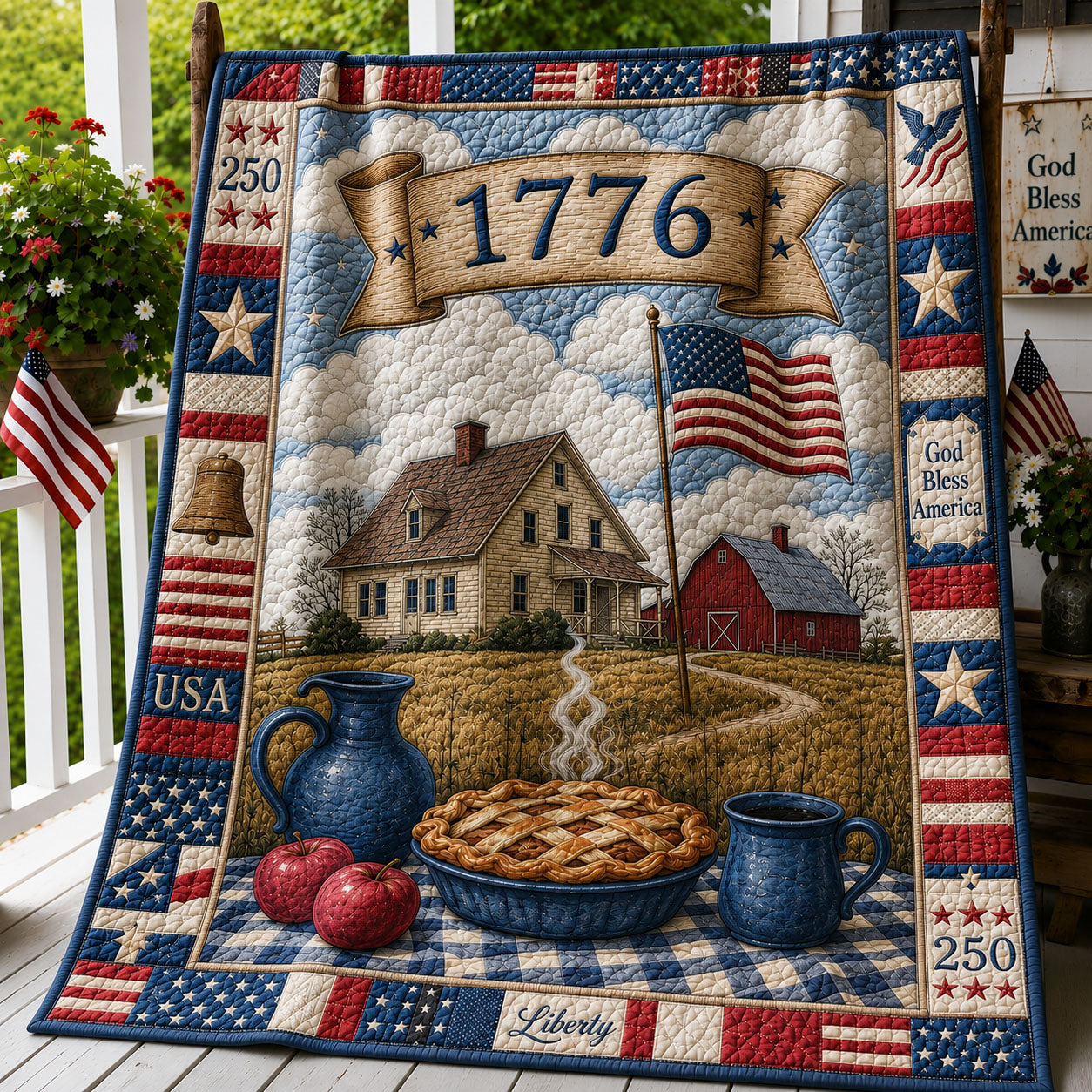 1776 Farmhouse Liberty Quilted Blanket GFTOHNL381