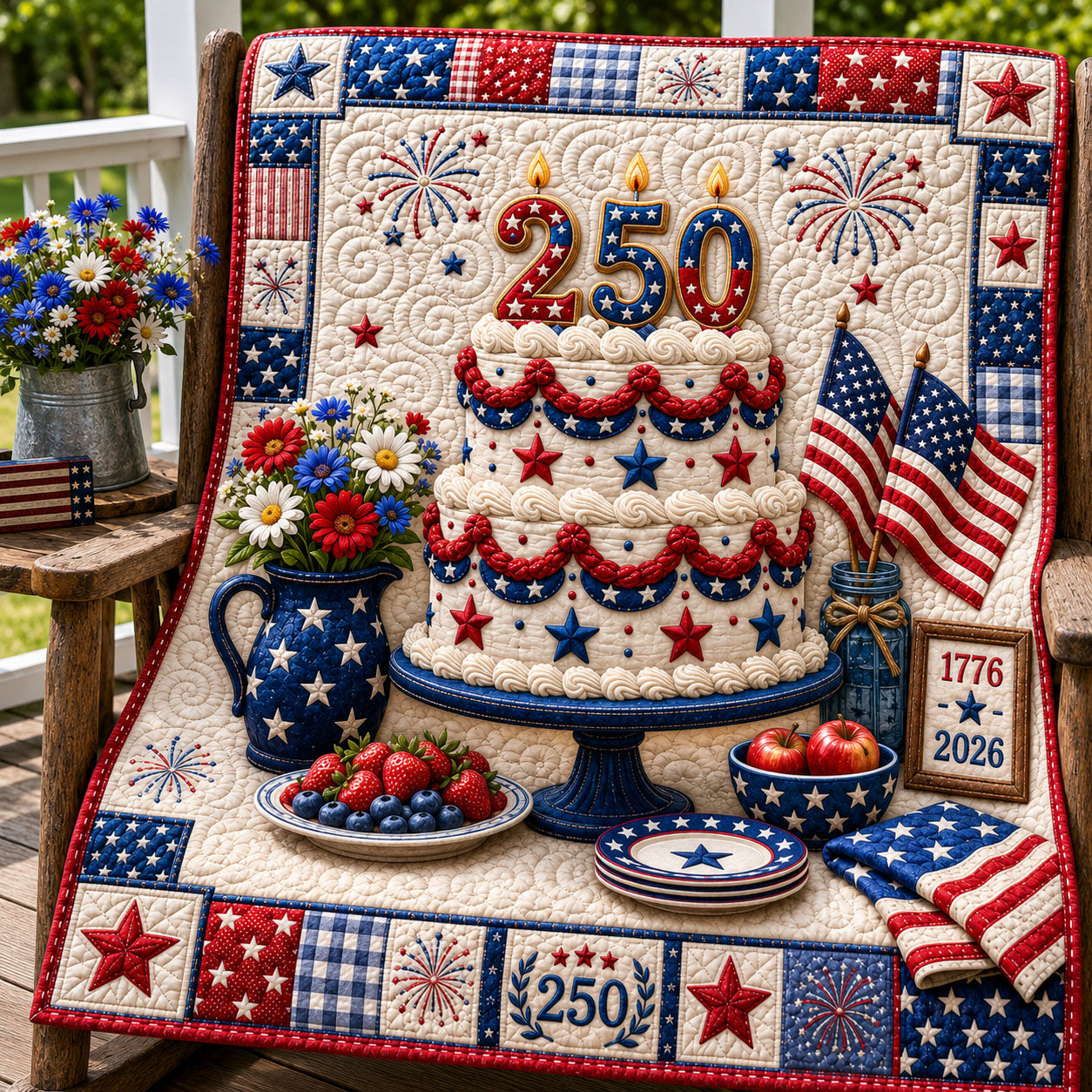 America 250 Celebration Cake Quilted Blanket GFTOHNL382