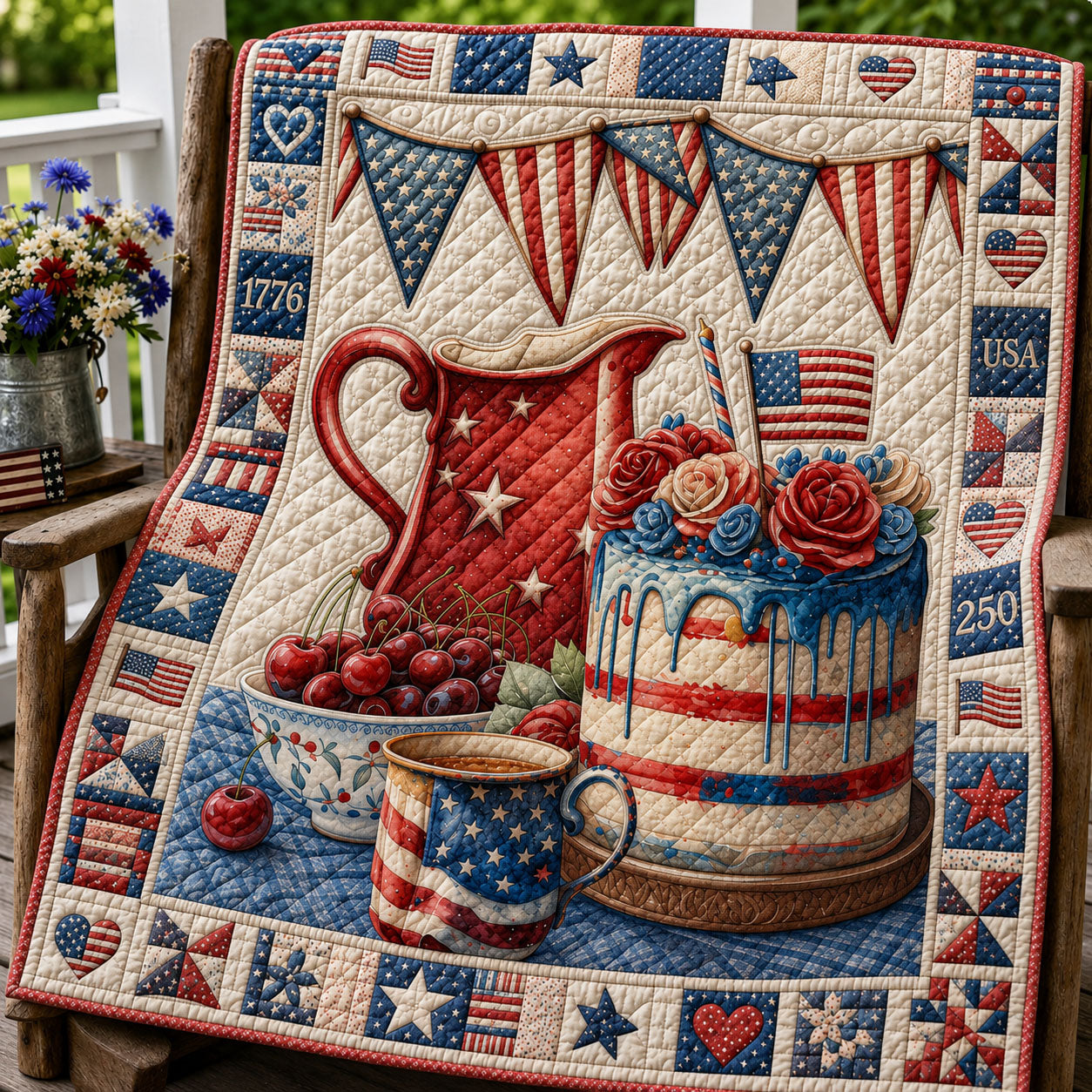 Patriotic Pitcher Cake Quilted Blanket GFTOHNL385