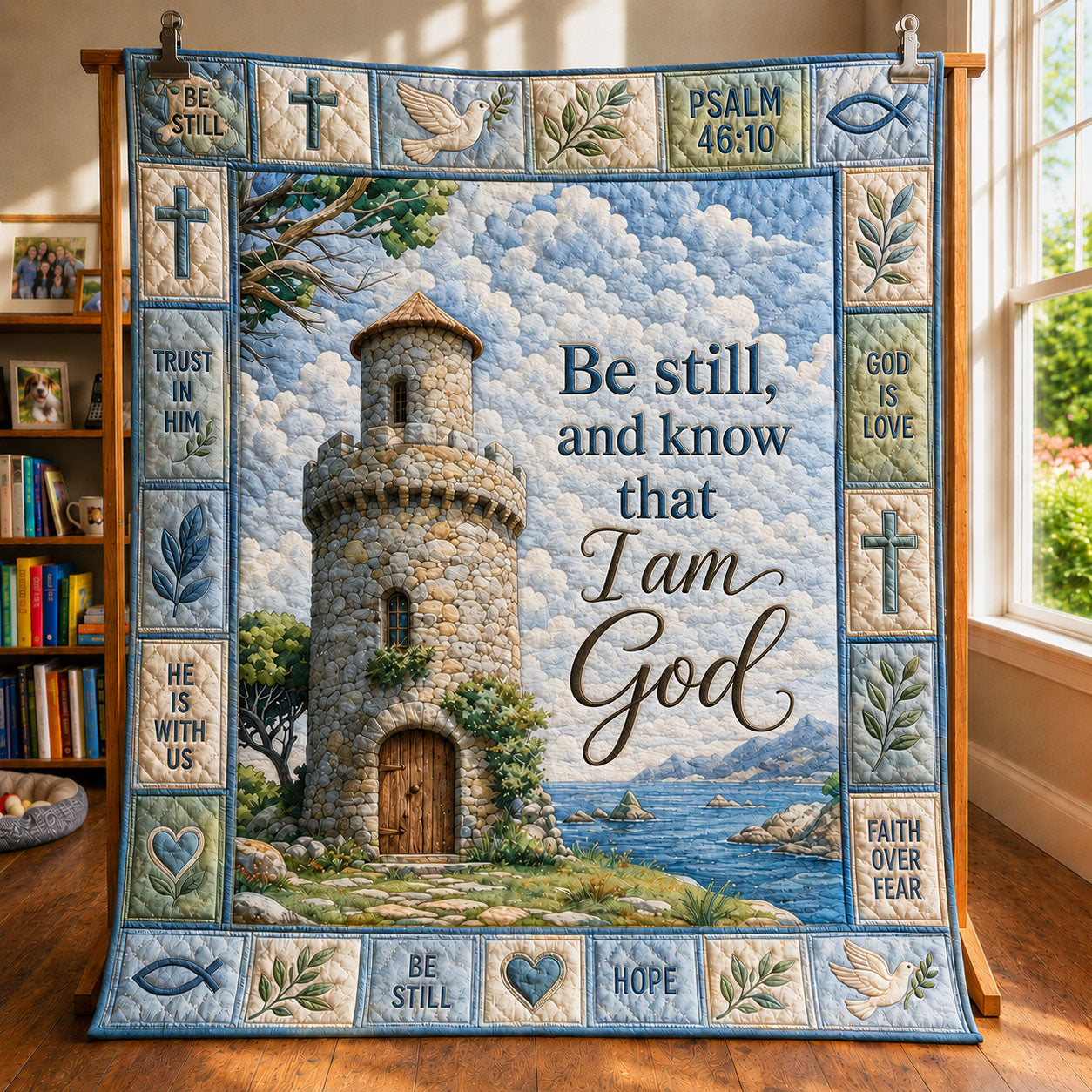 Be Still Stone Tower Quilted Blanket GFTOHNL407