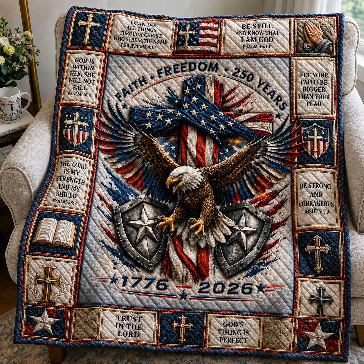 America 250 Eagle Faith Quilted Blanket GFTOHNL416