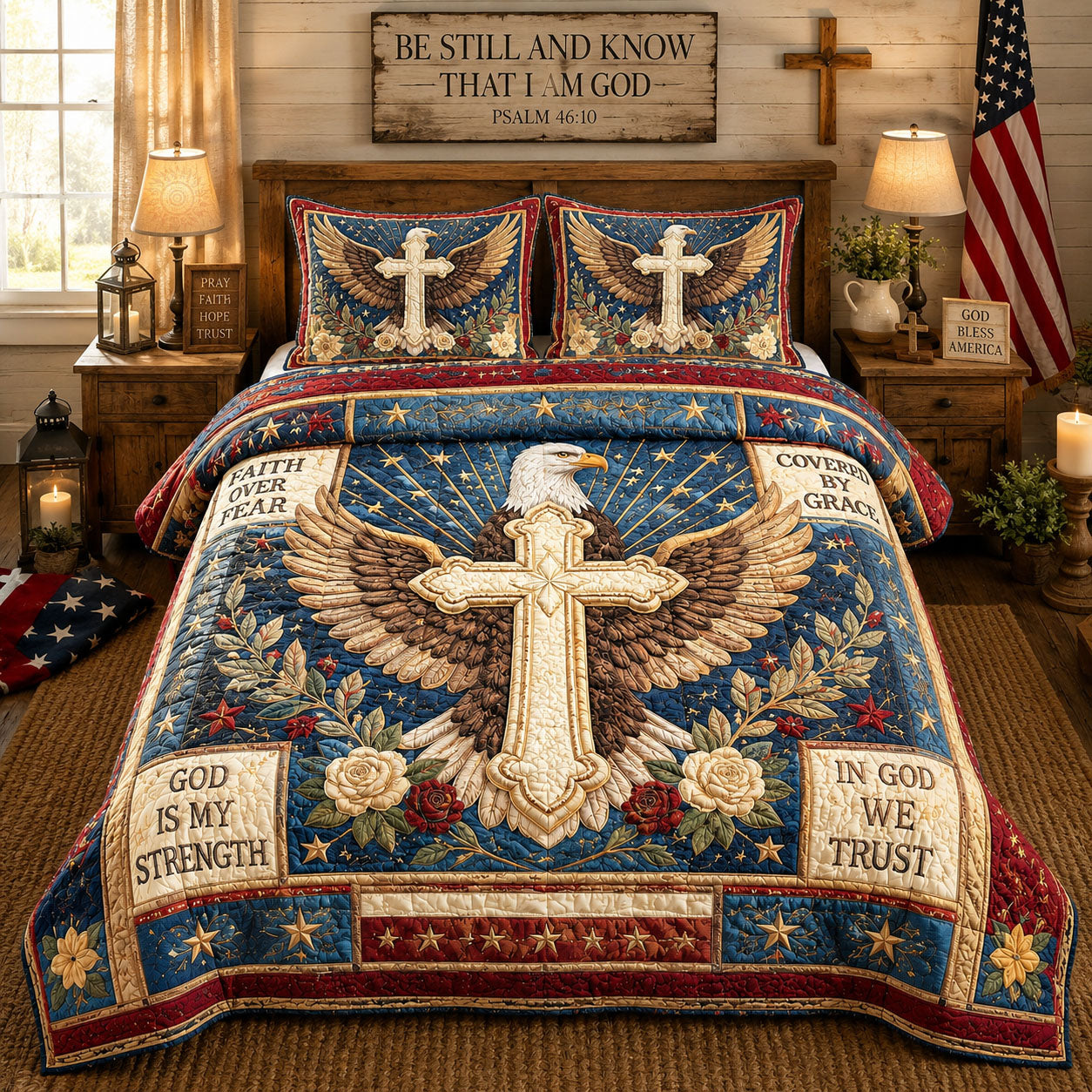 Grace Wing Christian 3-Piece Quilted Bedding Set GFTOHNL417