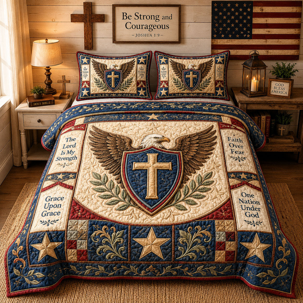 Shield of Faith Christian 3-Piece Quilted Bedding Set GFTOHNL419