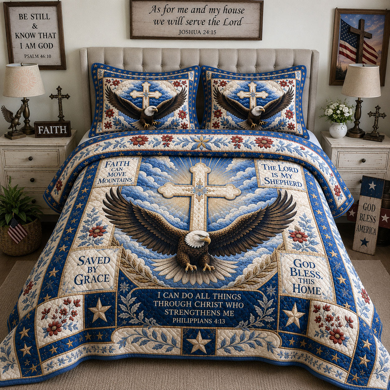 Strength in Christ Christian 3-Piece Quilted Bedding Set GFTOHNL423
