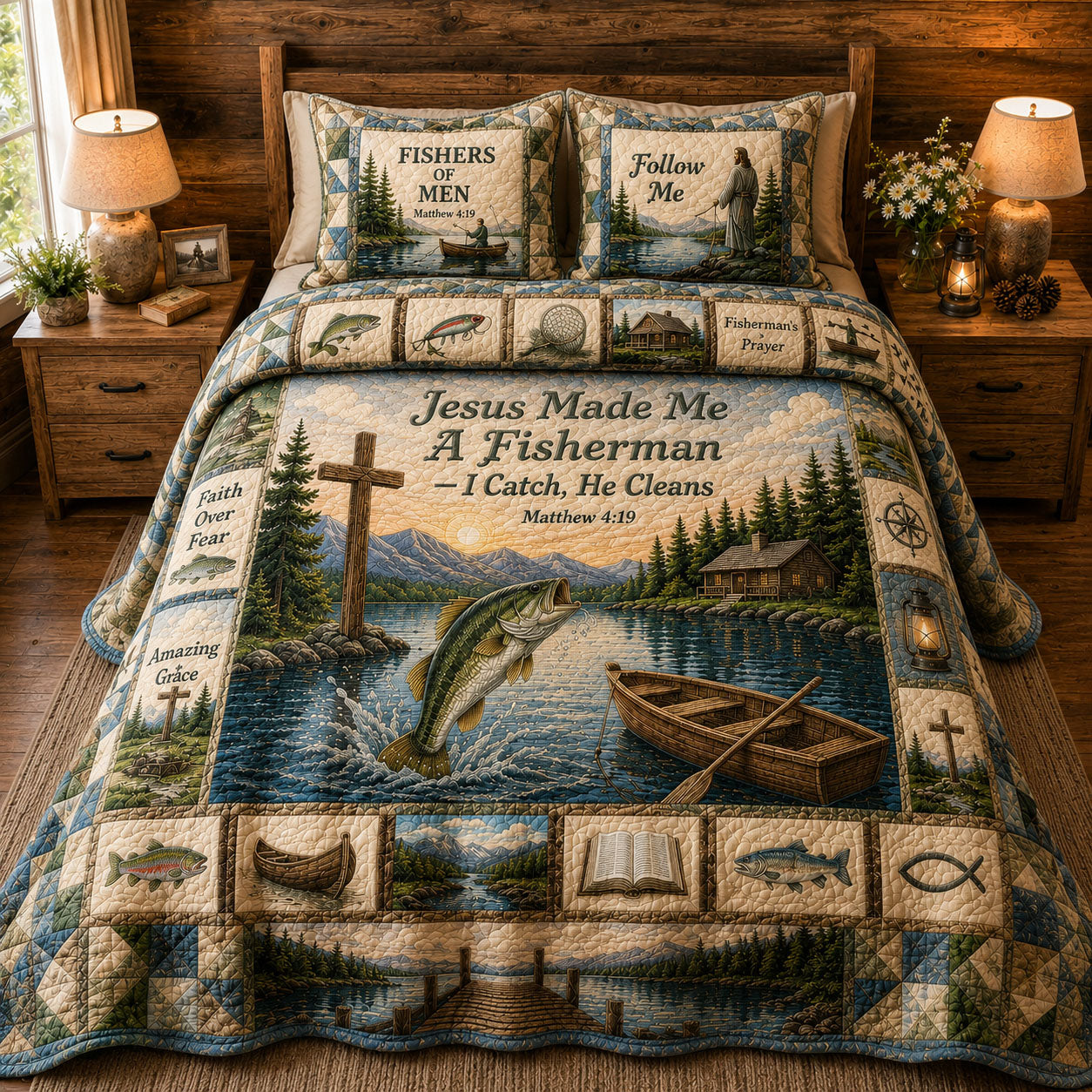 Fishermans Prayer Christian 3-Piece Quilted Bedding Set GFTOHNL429