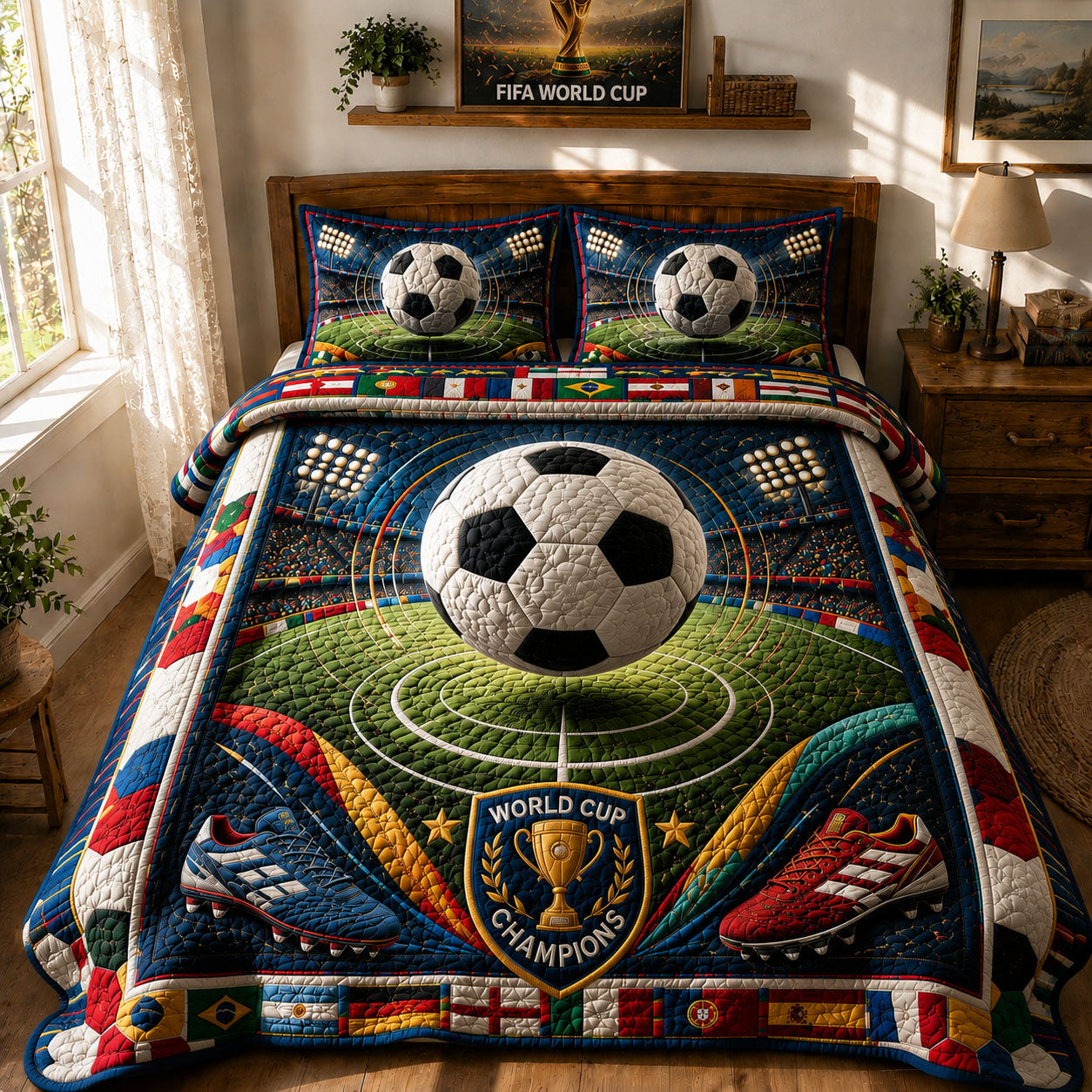 World Cup Victory 3-Piece Quilted Bedding Set GFTOHNL457