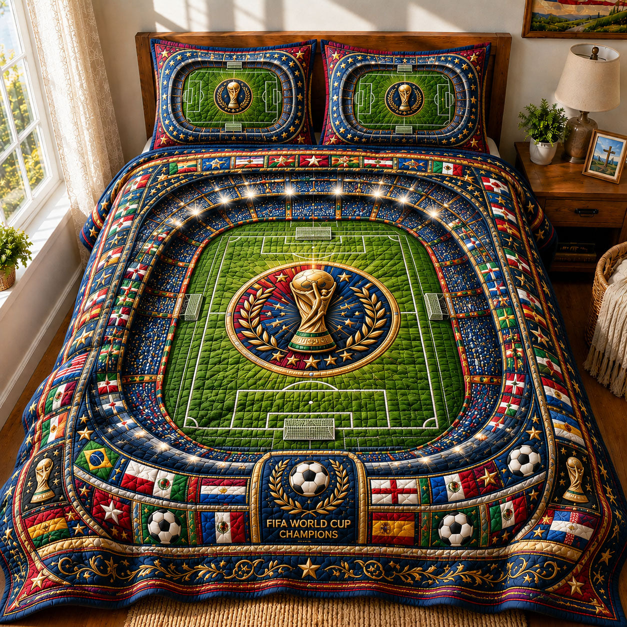 World Cup Stadium Glory 3-Piece Quilted Bedding Set GFTOHNL458