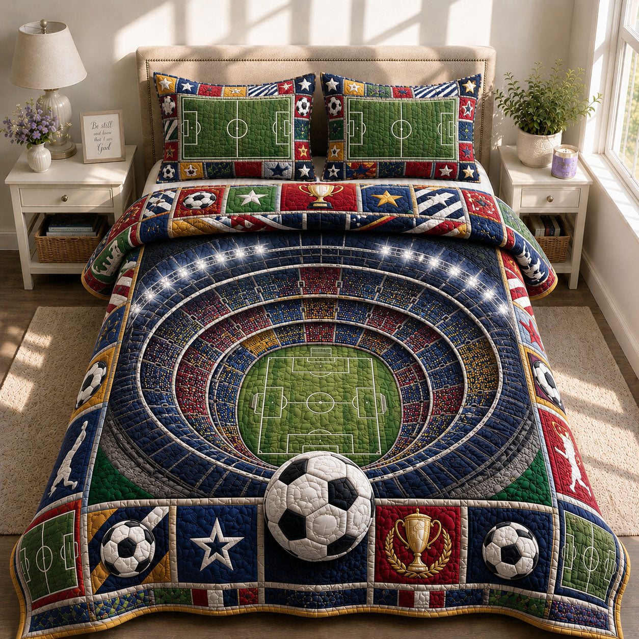 Champion World Cup Field 3-Piece Quilted Bedding Set GFTOHNL459