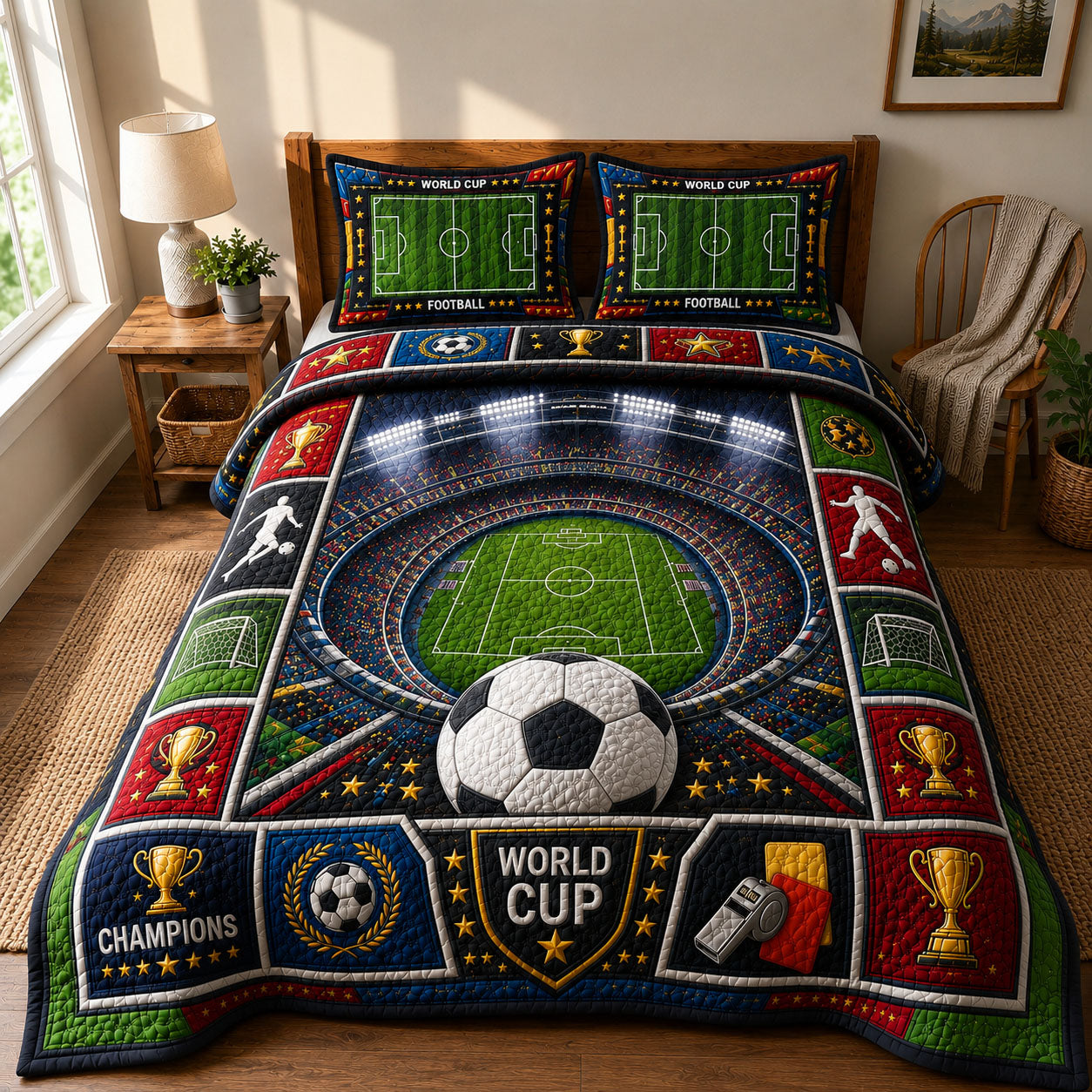 Football Champion 3-Piece Quilted Bedding Set GFTOHNL460