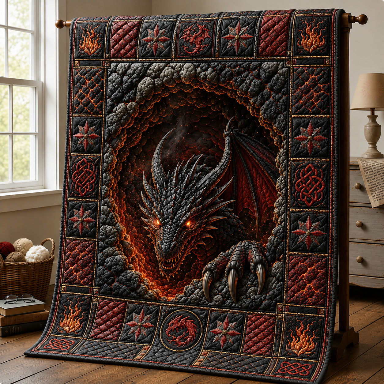 Infernal Abyss Dragon Quilted Blanket GFTOHNL505