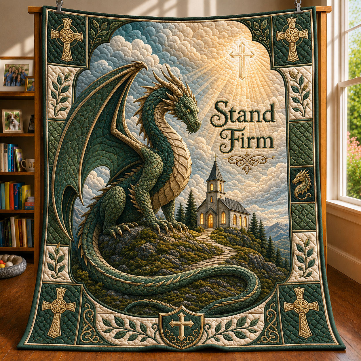 Stand Firm Dragon Quilted Blanket GFTOHNL513