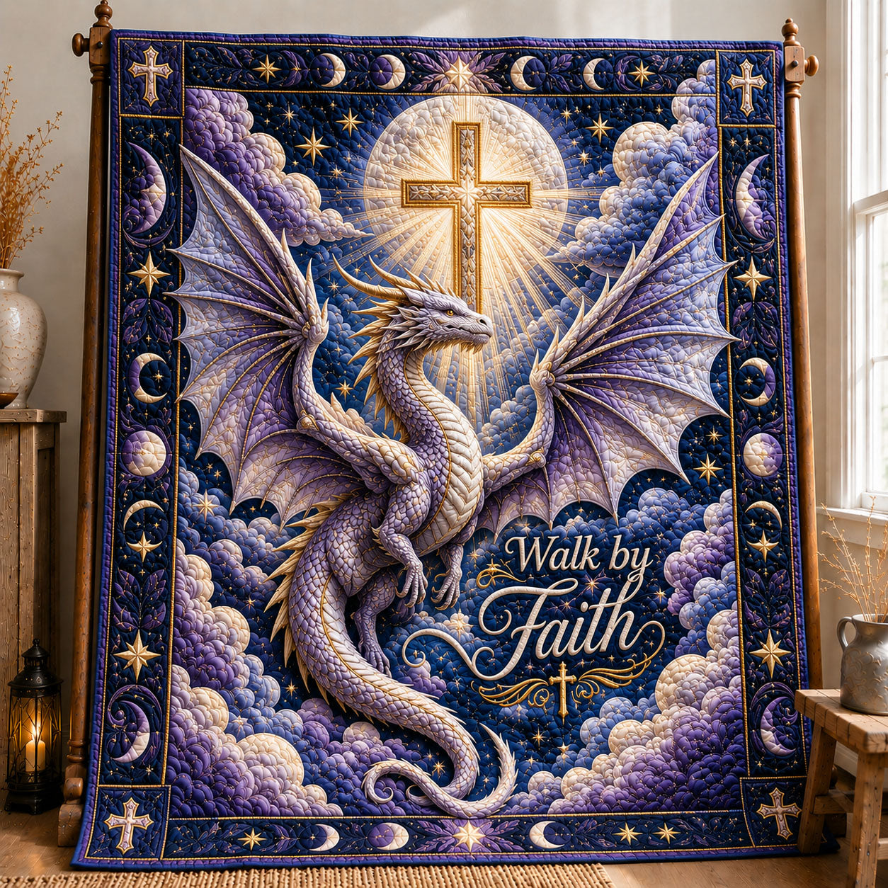 Walk By Faith Dragon Quilted Blanket GFTOHNL514