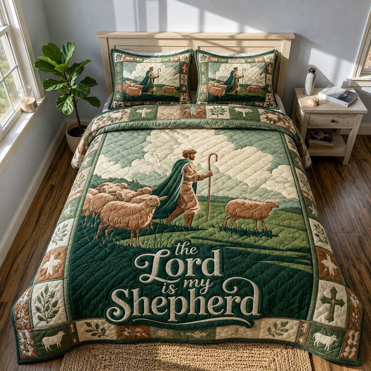 Good Shepherd 3-Piece Quilted Bedding Set GFTOHNL519