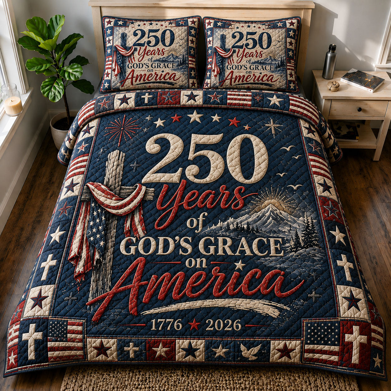 250th Anniversary Freedom In Christ 3-Piece Quilted Bedding Set GFTOHNL625