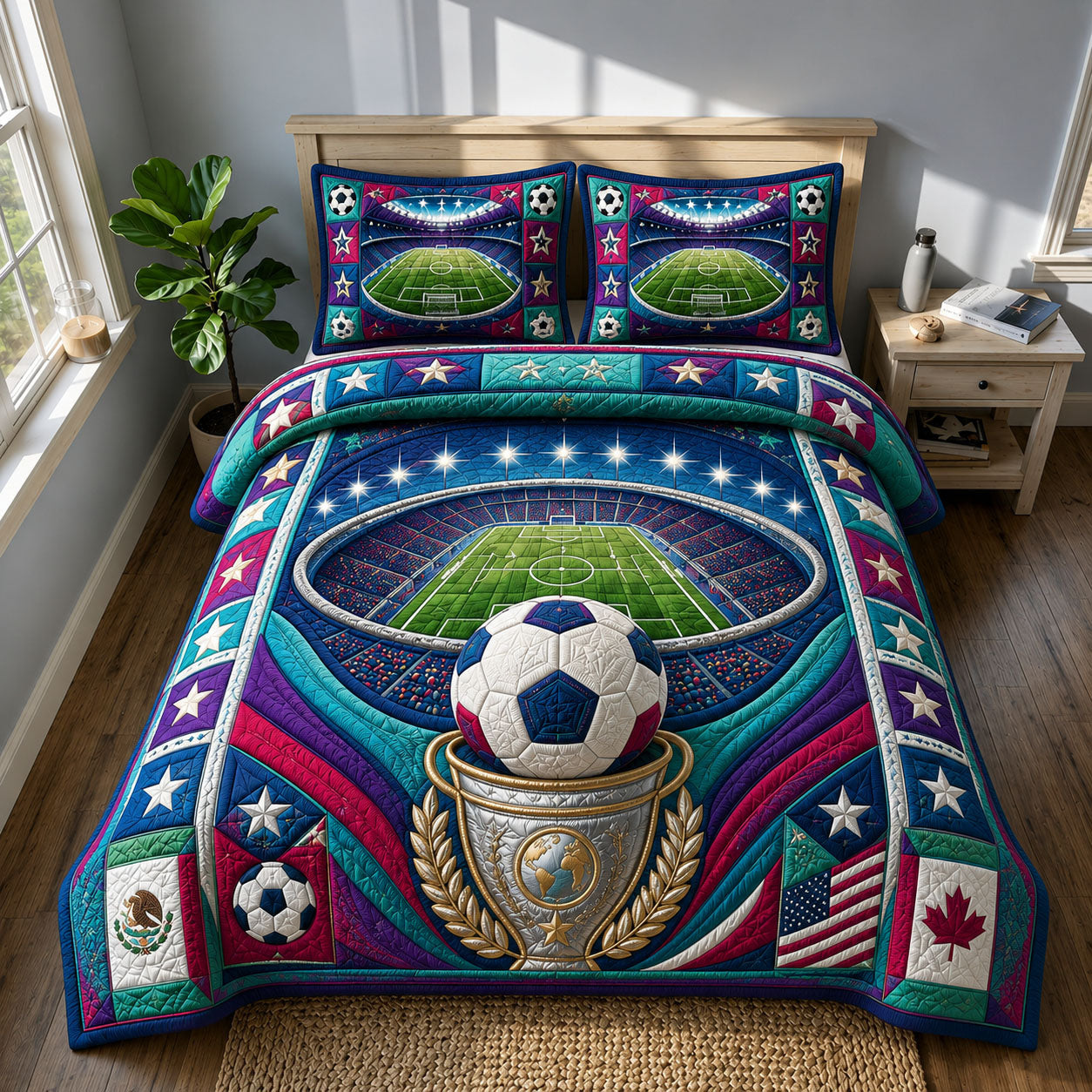 United Colors Football Cup 3-Piece Quilted Bedding Set GFTOHNL658
