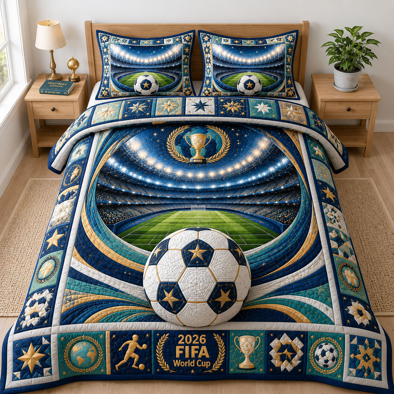 FIFA 2026 Stadium Lights 3-Piece Quilted Bedding Set GFTOHNL662