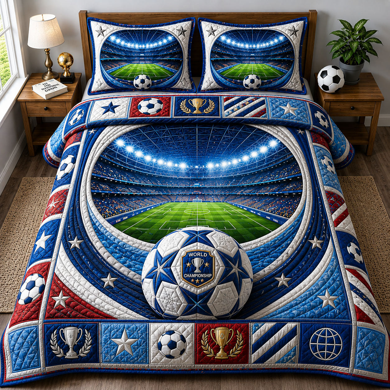 Blue Star Championship Arena 3-Piece Quilted Bedding Set GFTOHNL664