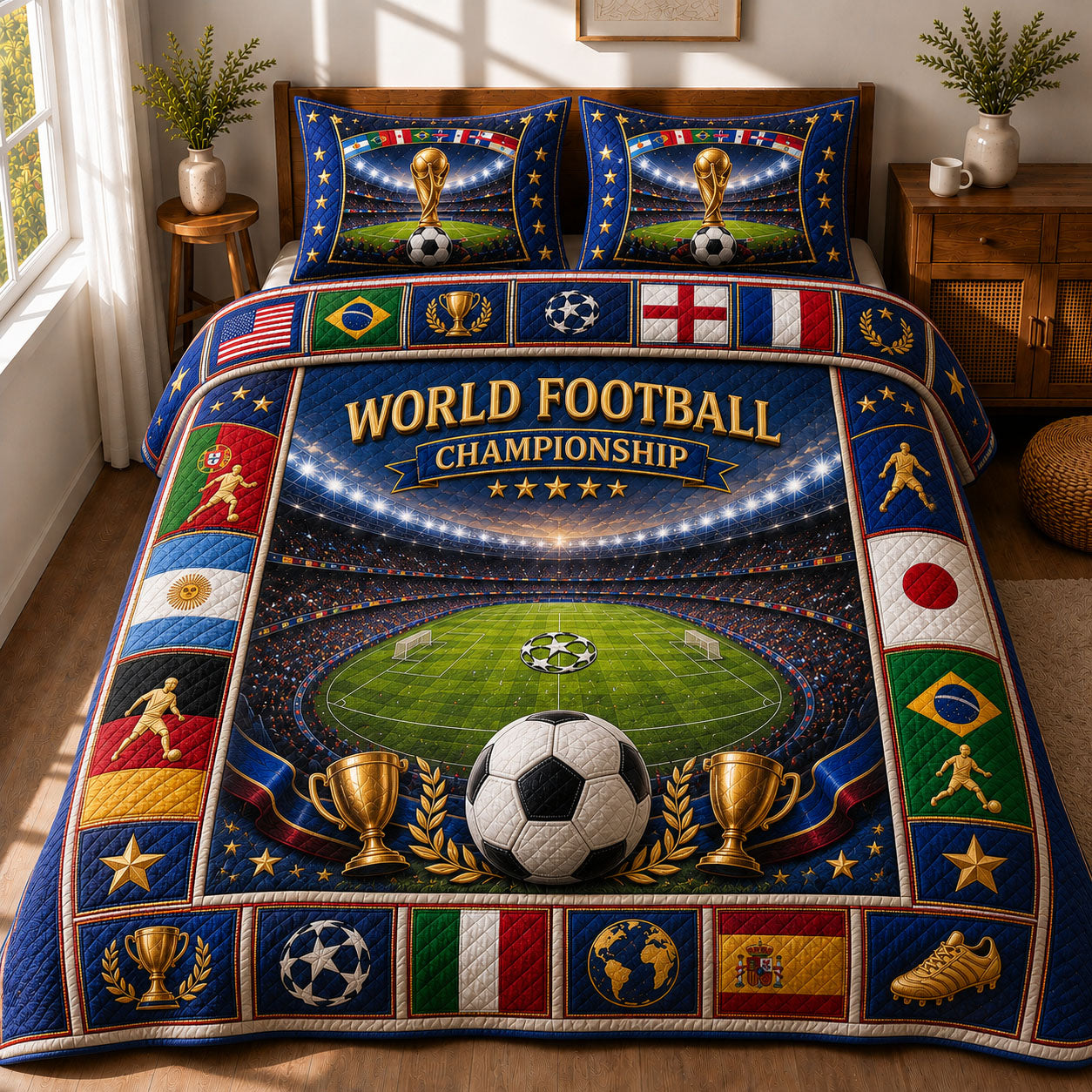 World Football Championship Elite 3-Piece Quilted Bedding Set GFTOHNL665