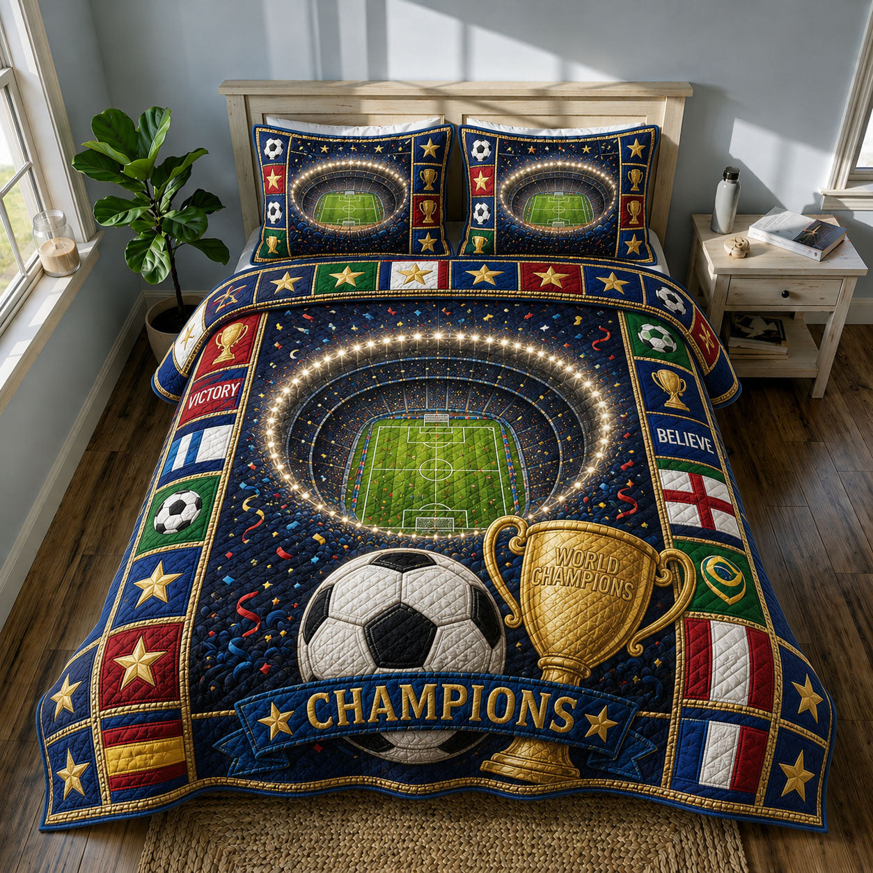 Champions Trophy Celebration 3-Piece Quilted Bedding Set GFTOHNL667