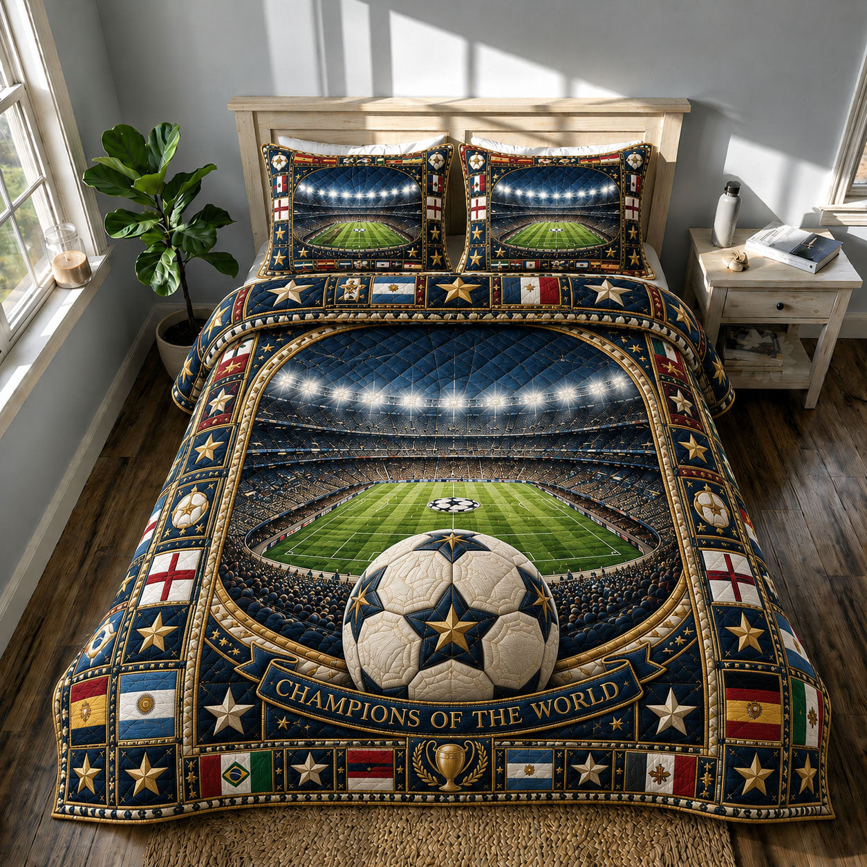 Champions Of the World Stadium 3-Piece Quilted Bedding Set GFTOHNL668