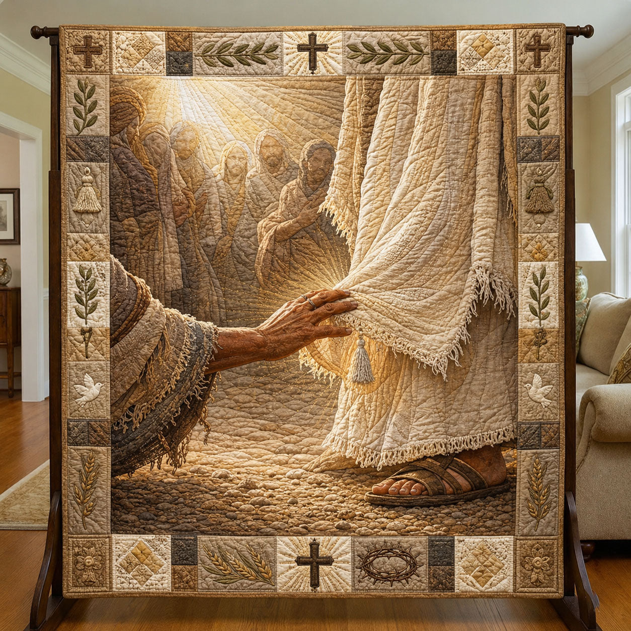 Faith That Heals Touching His Garment Quilted Blanket GFTOHNL746
