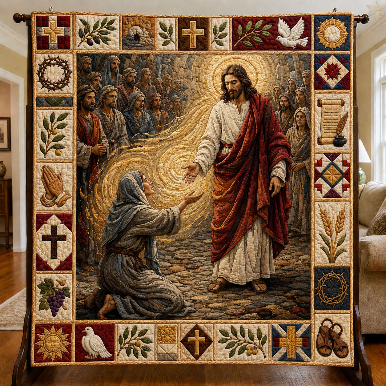 Jesus Heals The Faithful Christian Quilted Blanket GFTOHNL750