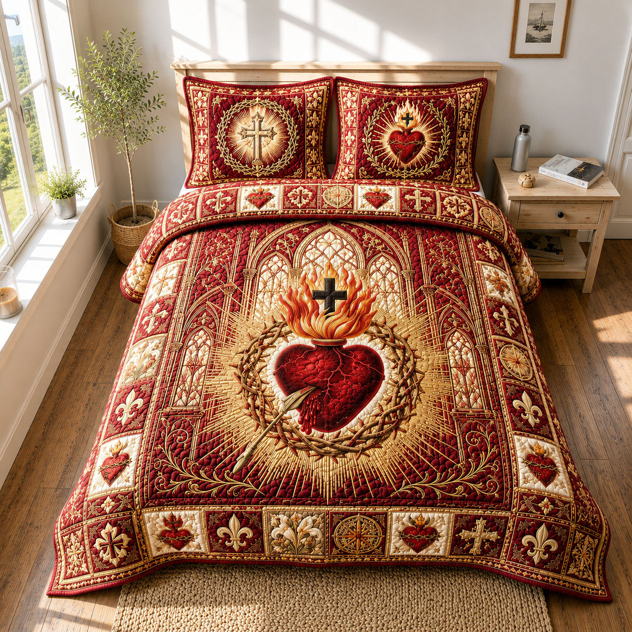 Radiant Sacred Heart Cathedral 3-Piece Quilted Bedding Set GFTOHNL768
