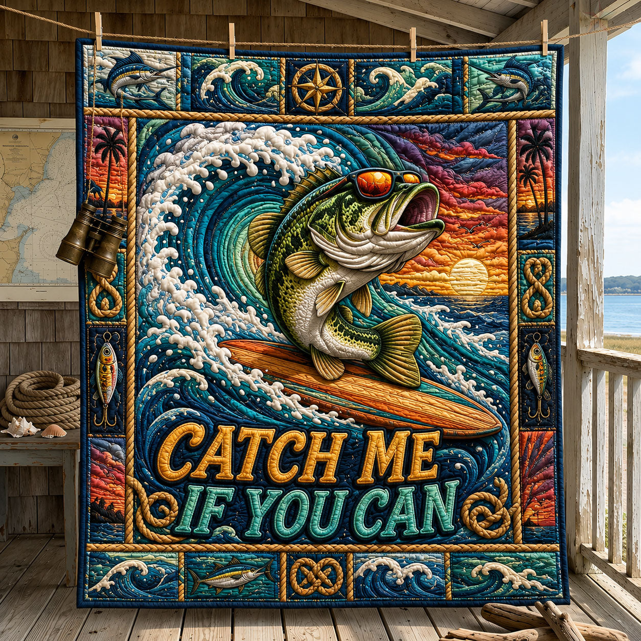 Tropical Sunset Catch Me If You Can Quilted Blanket GFTOHNL820