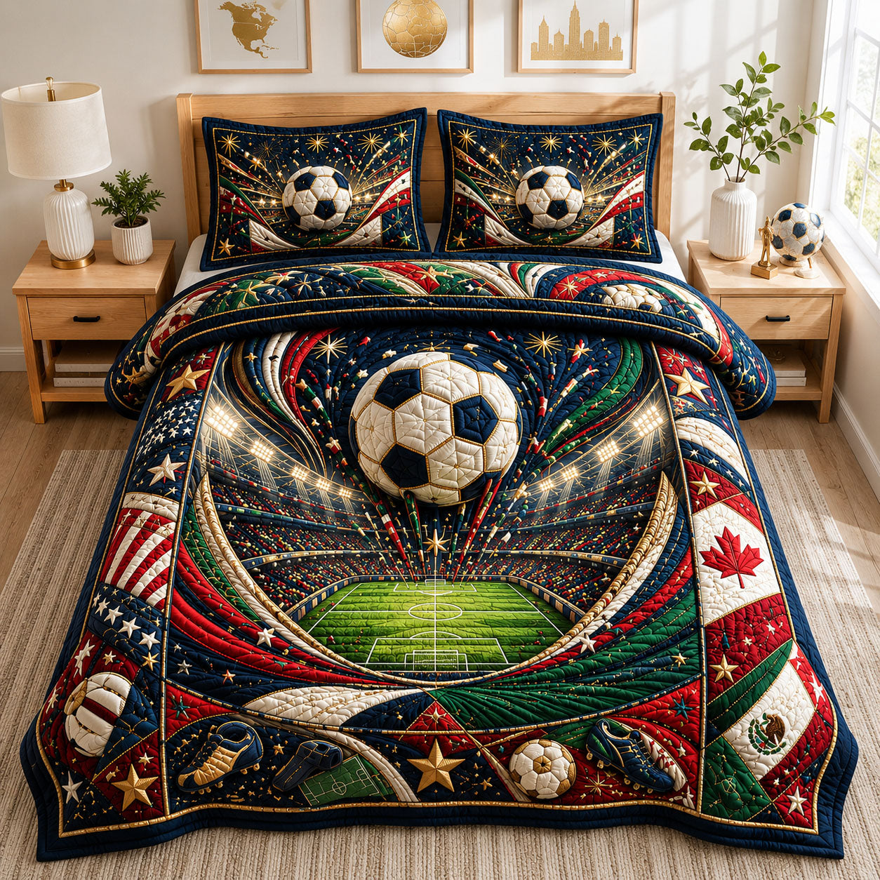 Stadium Glory Night 3-Piece Quilted Bedding Set GFTOHNL934