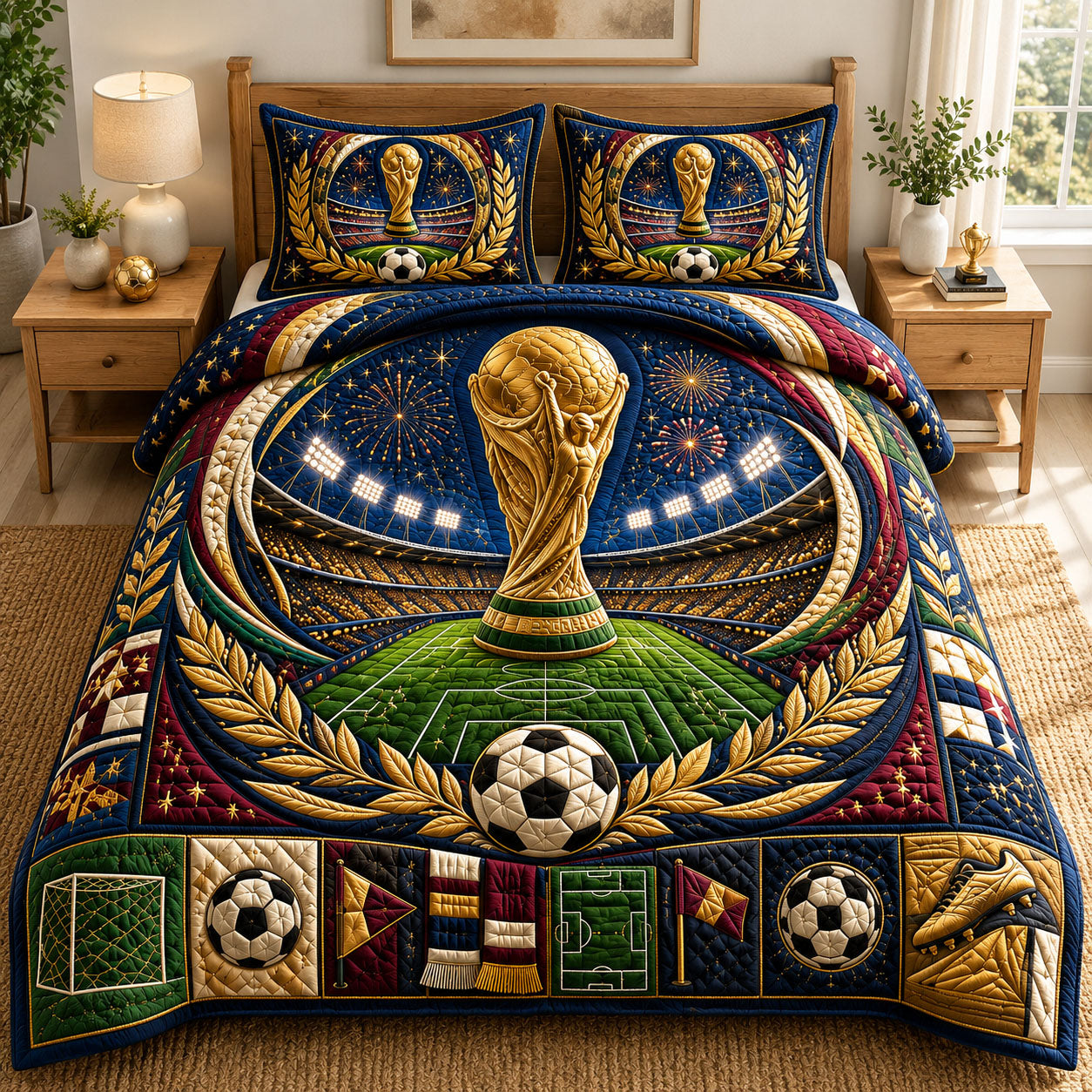 Golden Trophy Arena 3-Piece Quilted Bedding Set GFTOHNL937