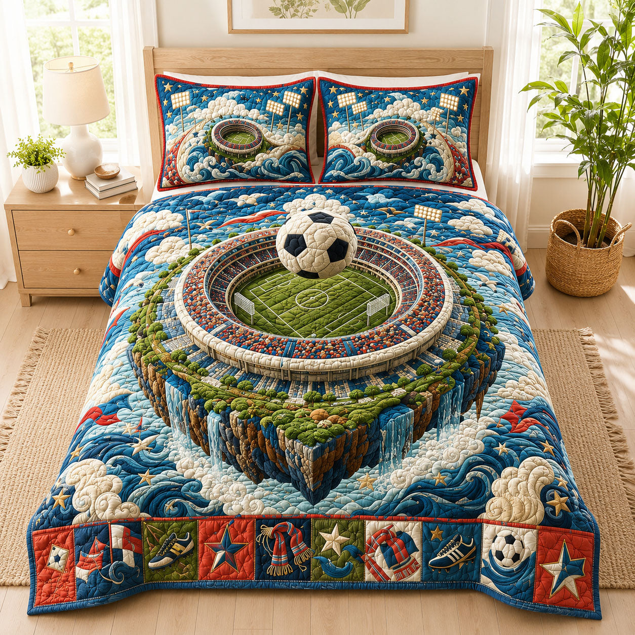Sky Island Stadium 3-Piece Quilted Bedding Set GFTOHNL938