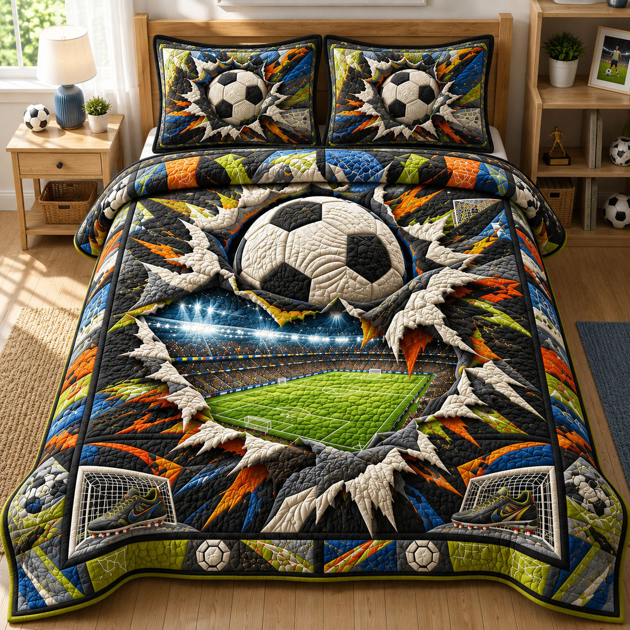 Breakthrough Soccer Rush 3-Piece Quilted Bedding Set GFTOHNL942