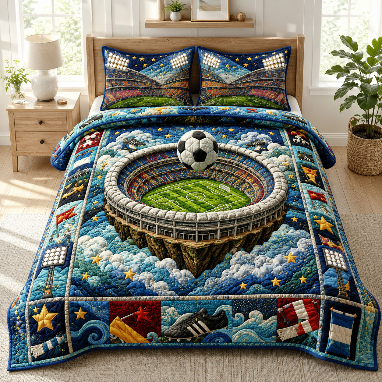 Floating Stadium Dream 3-Piece Quilted Bedding Set GFTOHNL946