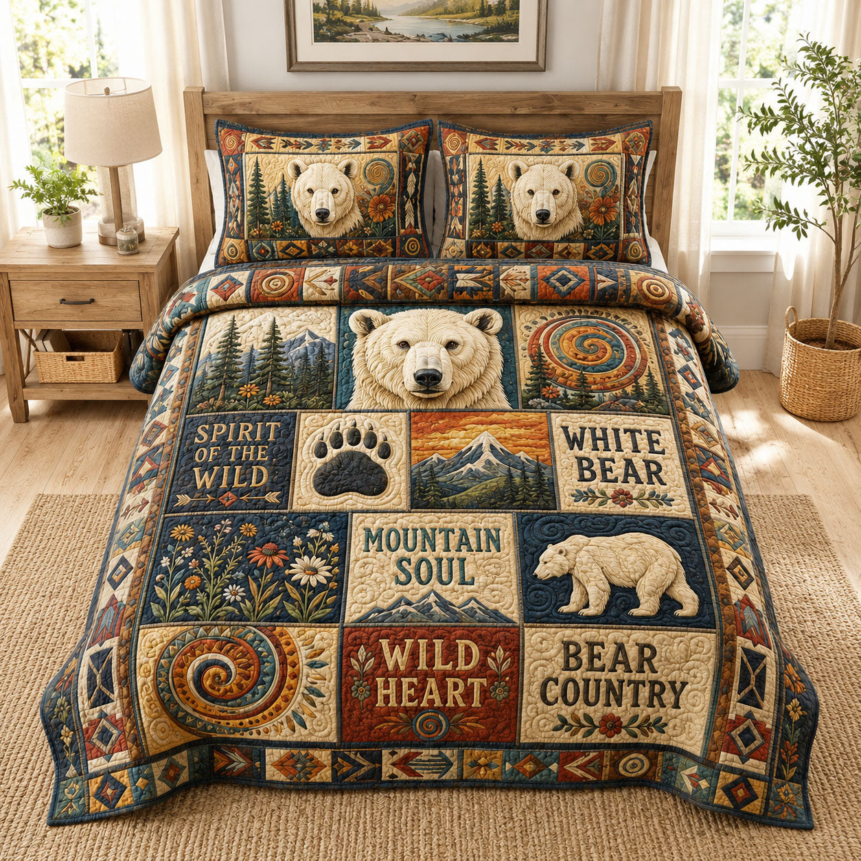 White Bear Mountain Soul Patchwork 3-Piece Quilted Bedding Set GFTOHNL990