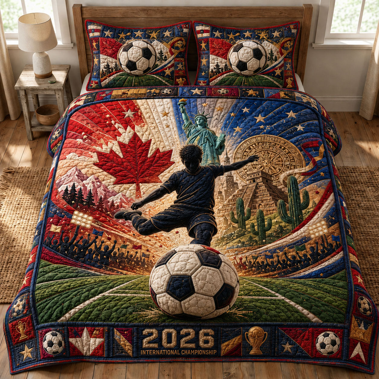 Soccer Championship 3-Piece Quilted Bedding Set GFTOHNL996