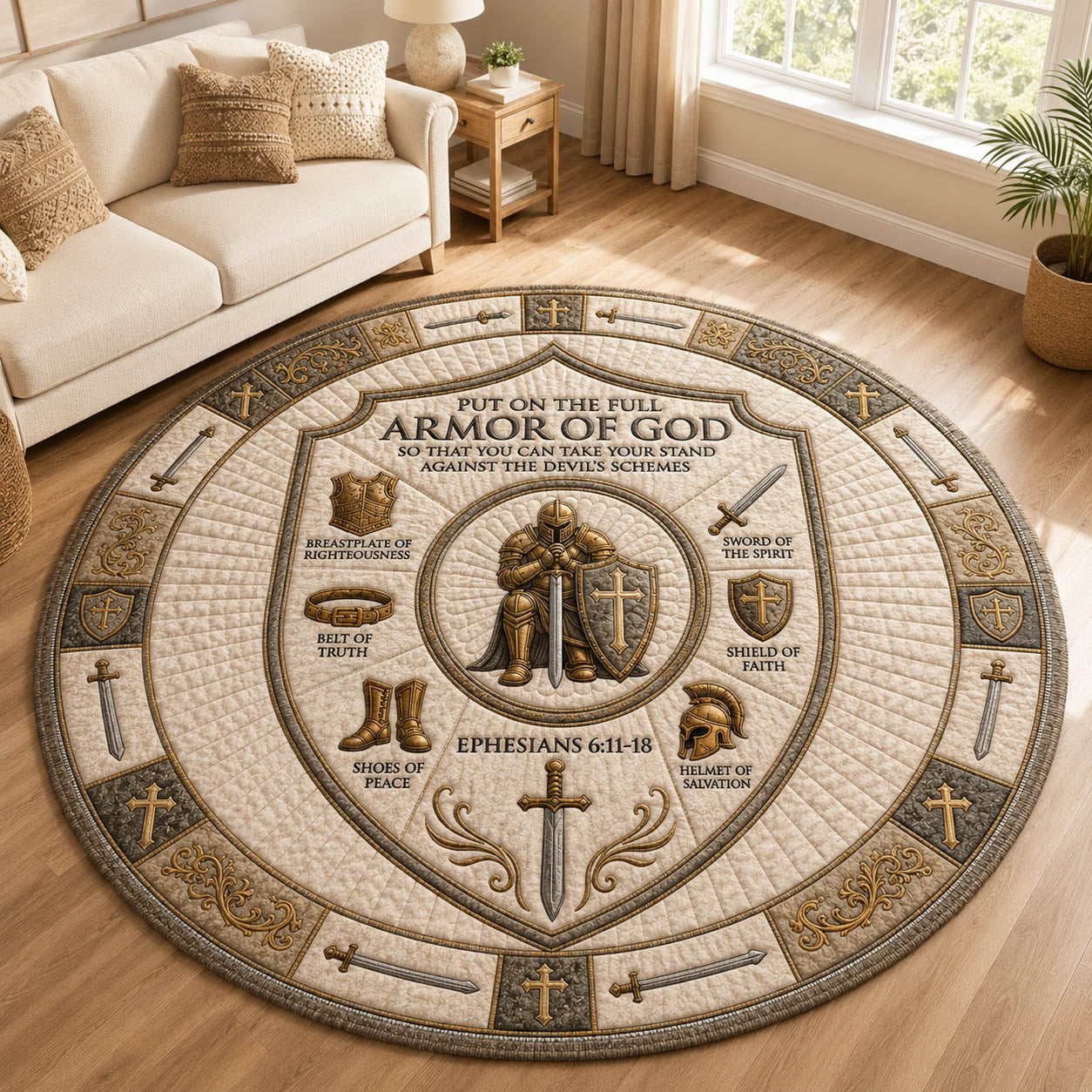 Armor Of God Quilted Round Mat GFTOLAN736 C6