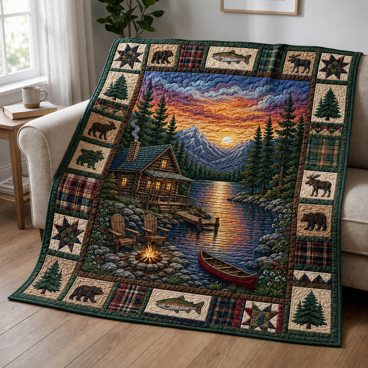 Lakeside Cabin Quilted Blanket GFTOLAN1060