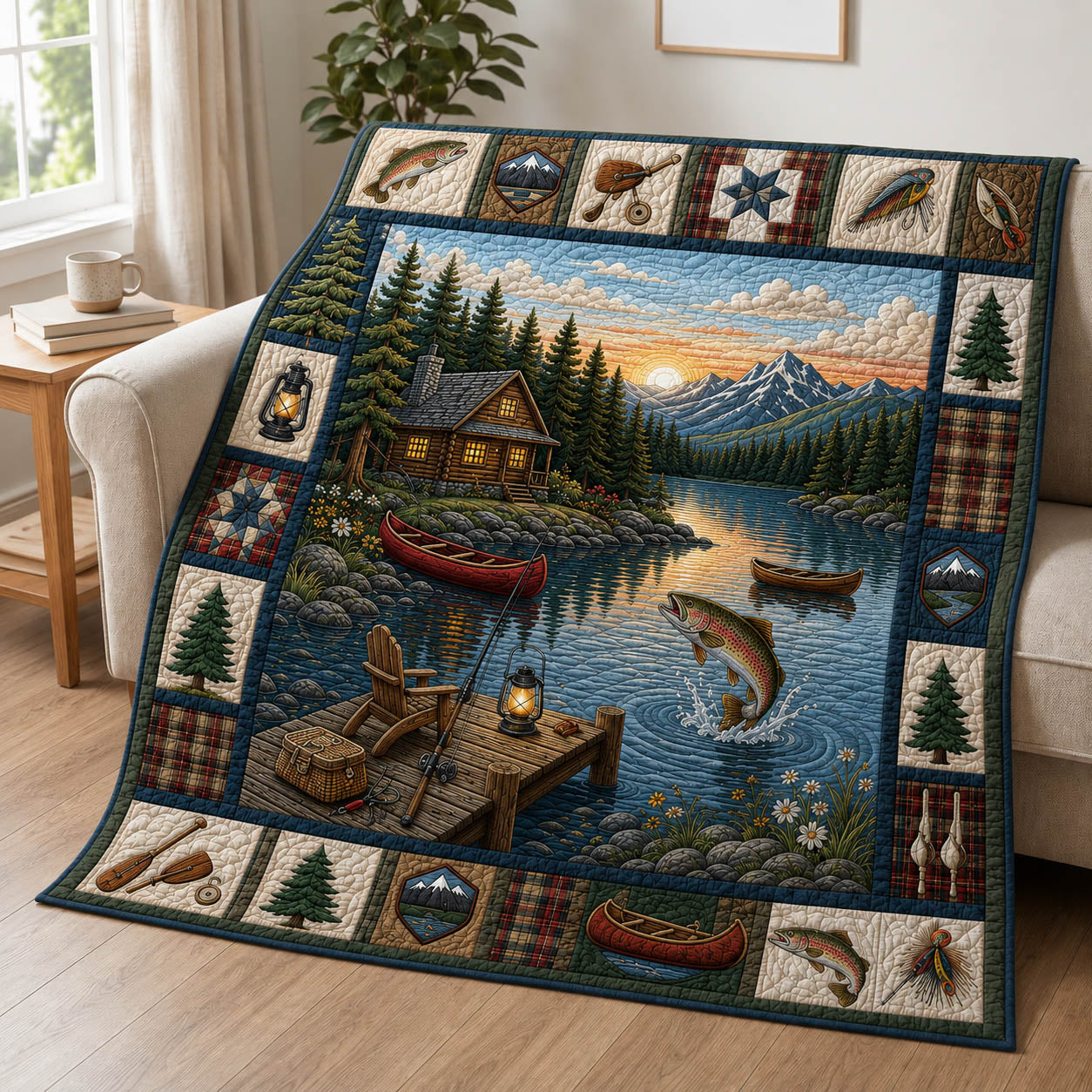 Lakeside Cabin Quilted Blanket GFTOLAN1062
