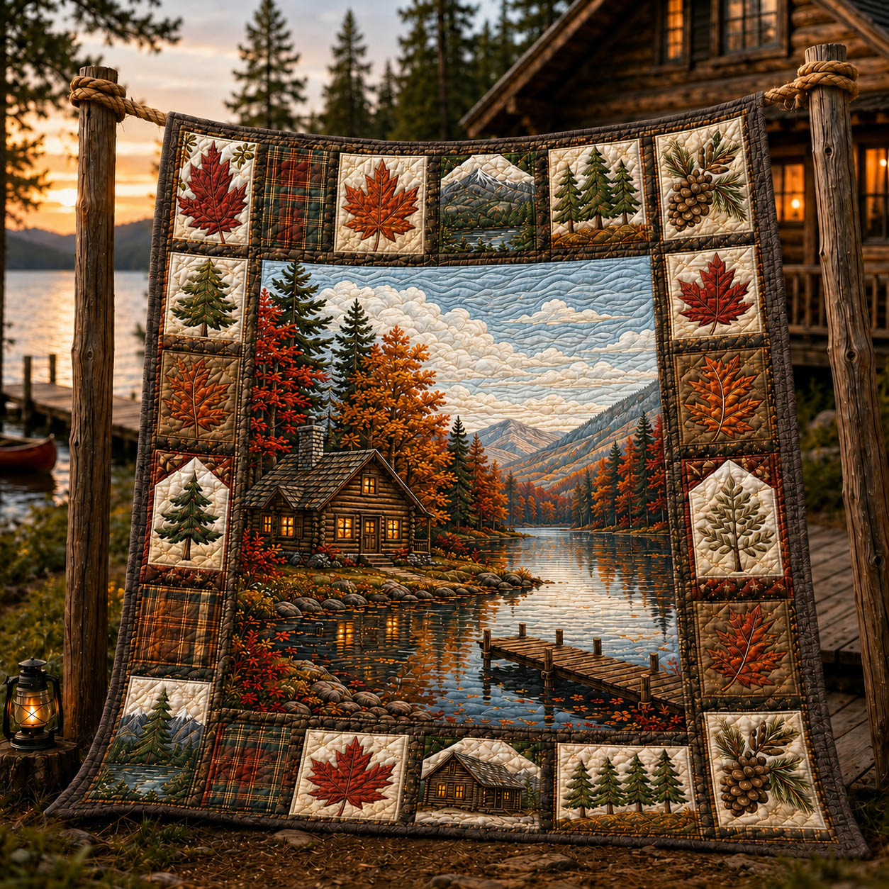 Lakeside Cabin Quilted Blanket GFTOLAN1063