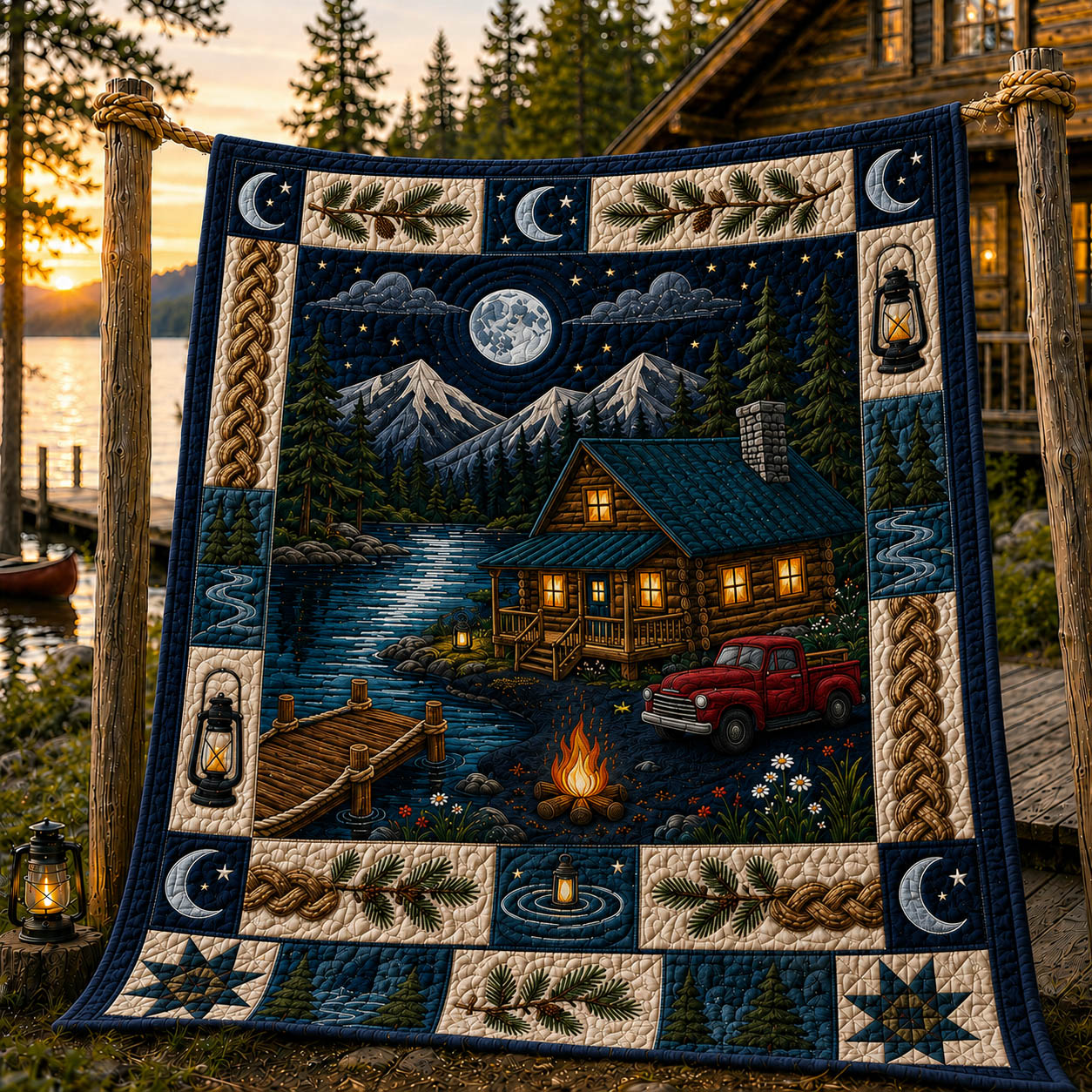 Lakeside Cabin Quilted Blanket GFTOLAN1064