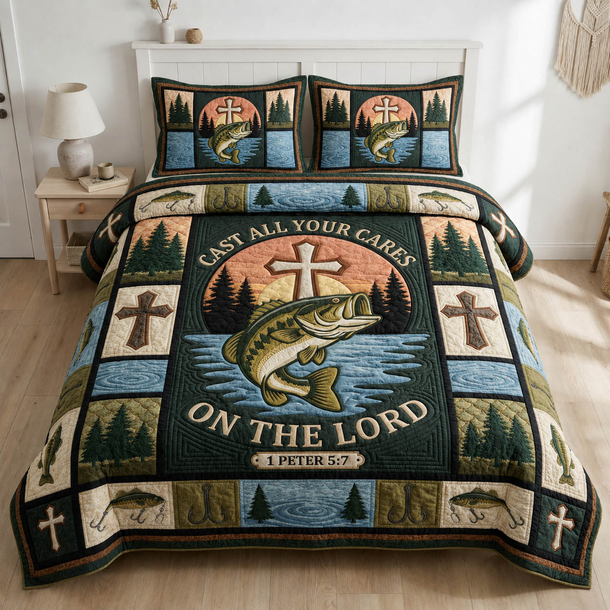 Fisher Of Men 3-Piece Quilted Bedding Set GFTOLAN1092