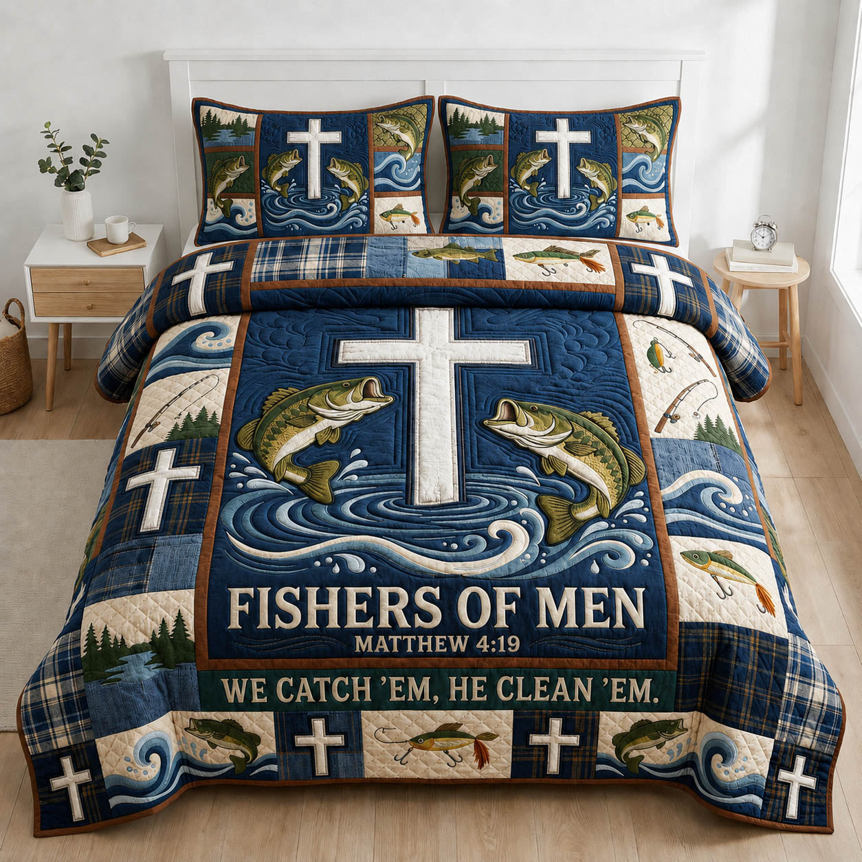 Fisher Of Men 3-Piece Quilted Bedding Set GFTOLAN1095